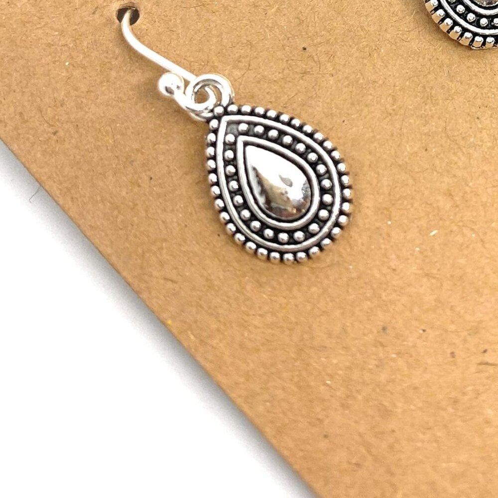 Sterling Silver Dangle Earrings Tiny Teardrop Han… - image 4
